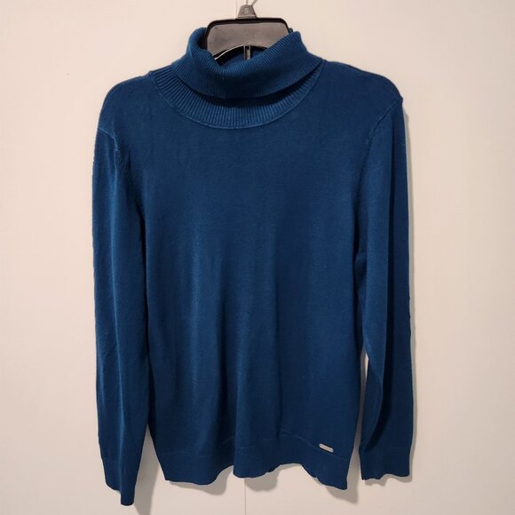 Calvin Klein Sweaters - Calvin Klein Women's Teal Blue Long Sleeve Classic Soft Turtleneck Sweater-Large